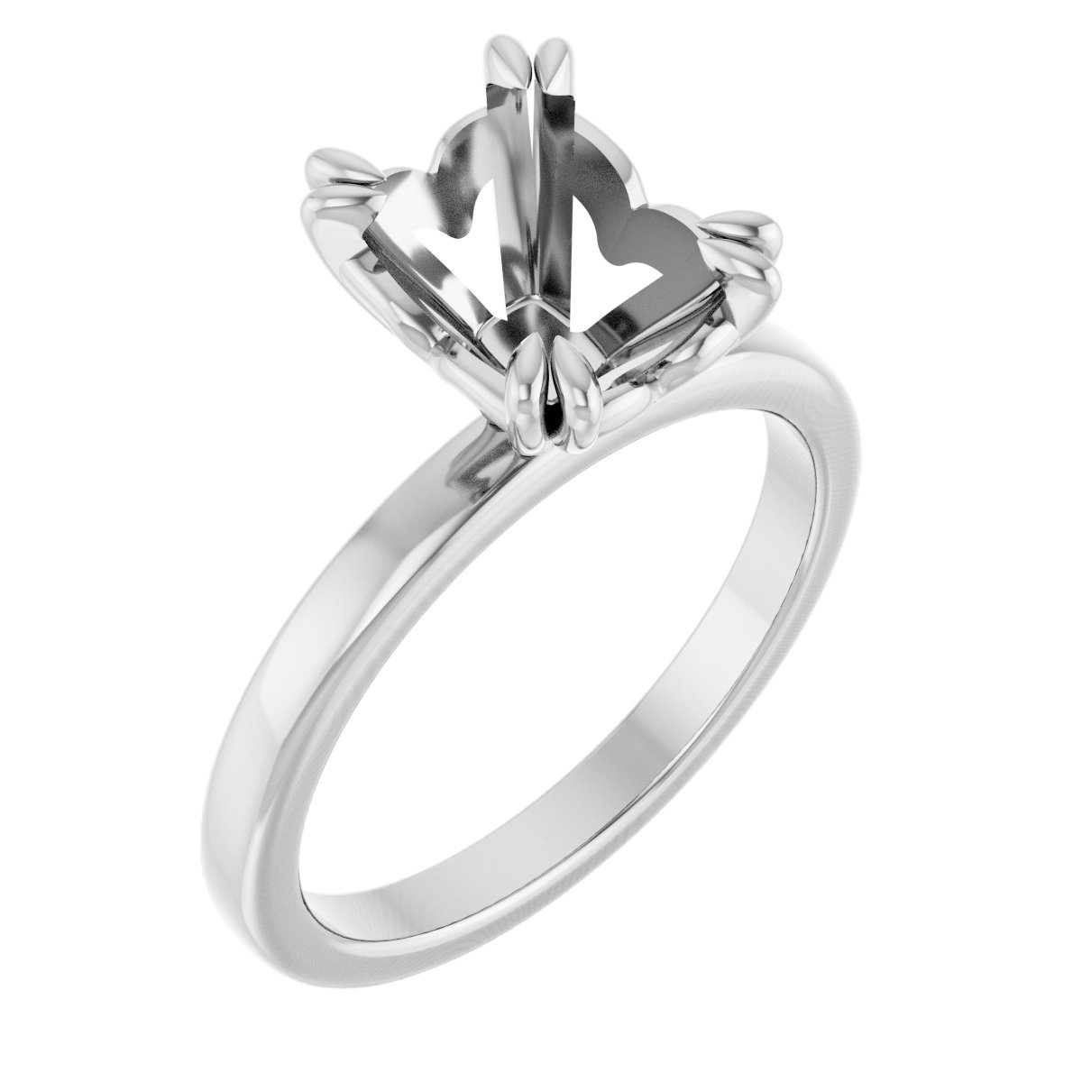 Double Claw-Prong Sculptural Solitaire Engagement Ring