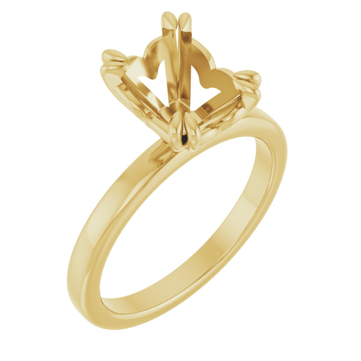 Double Claw-Prong Sculptural Solitaire Engagement Ring