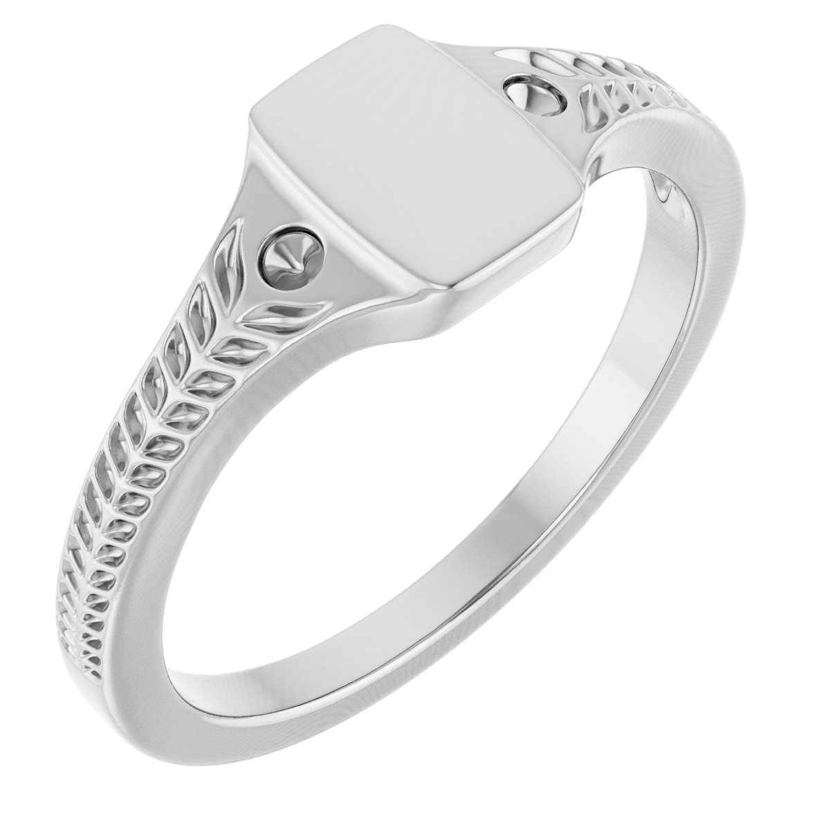 Engravable Accented Signet Ring