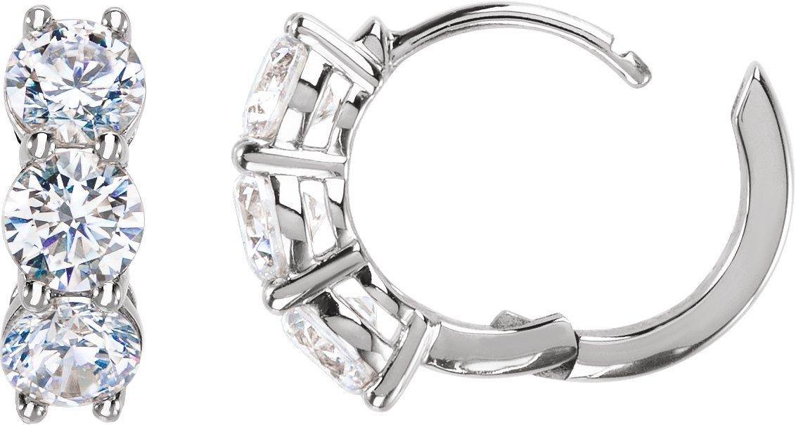 2 CTW Lab-Grown Diamond 12 mm Hoop Earrings view 3