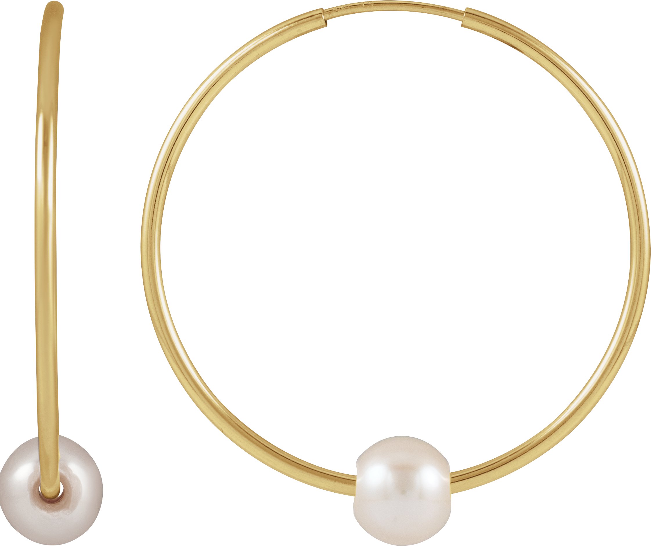  White Freshwater Pearl Hoop Earrings