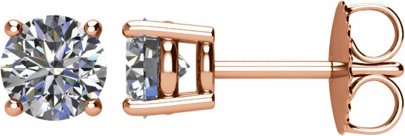 14K Rose 1 CTW Natural Diamond Stud Earrings with Friction Post