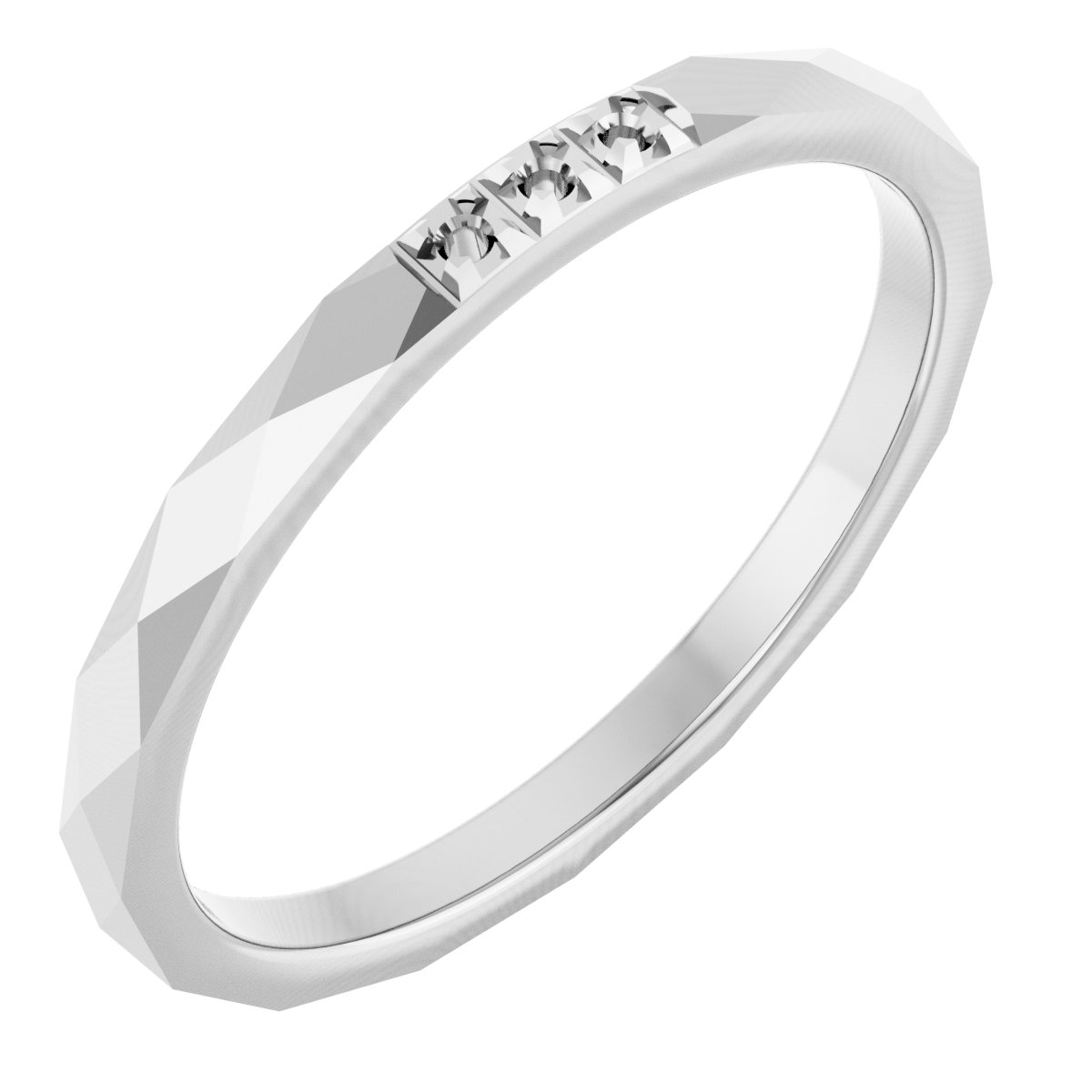 Three-Stone Geometric Anniversary Band