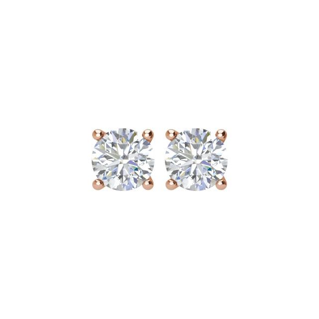 14K Rose 3/4 CTW Natural Diamond Stud Earrings with Friction Post