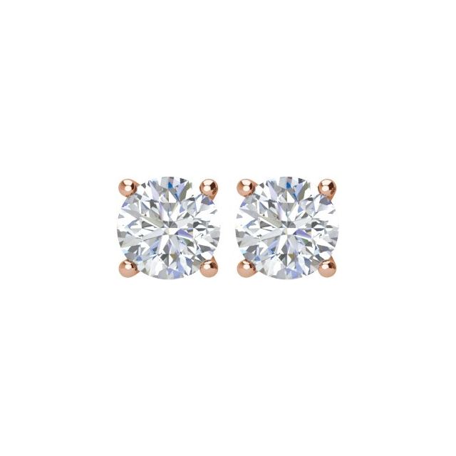 14K Rose 1 CTW Natural Diamond Stud Earrings with Friction Post