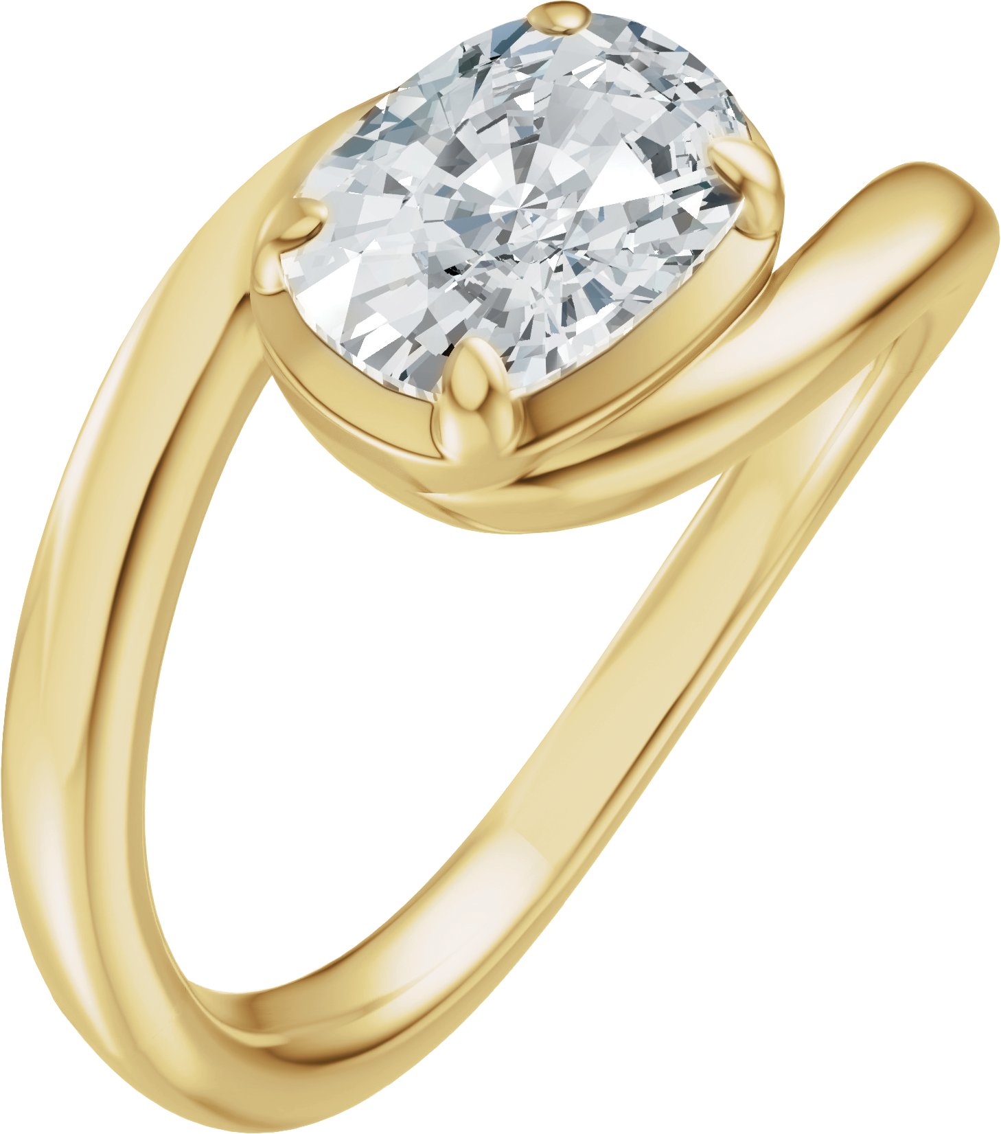 Claw-Prong Solitaire Bypass Engagement Ring or Band