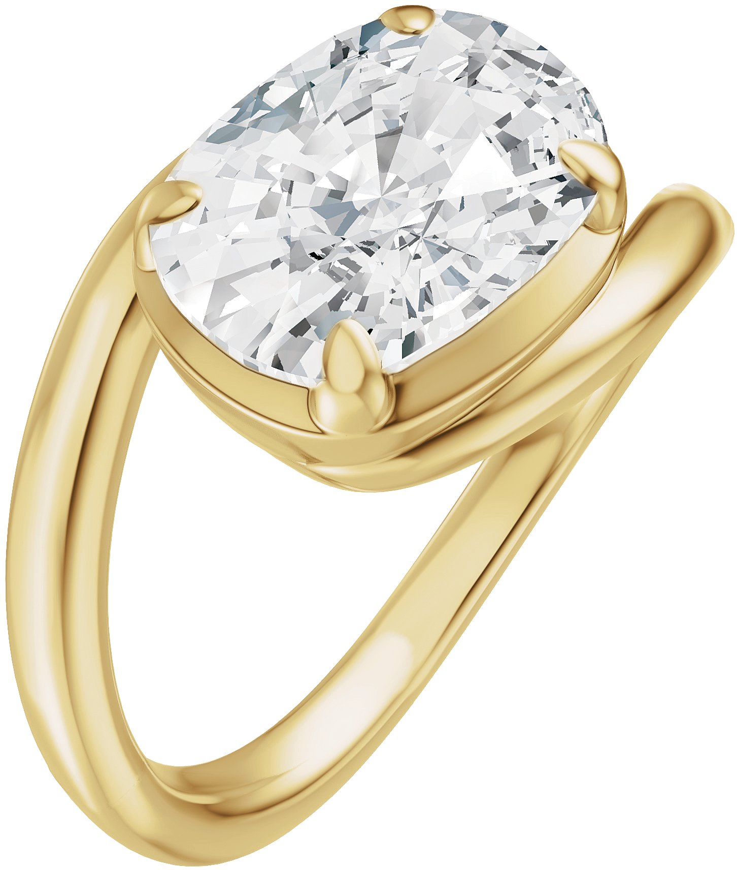 Claw-Prong Solitaire Bypass Engagement Ring or Band