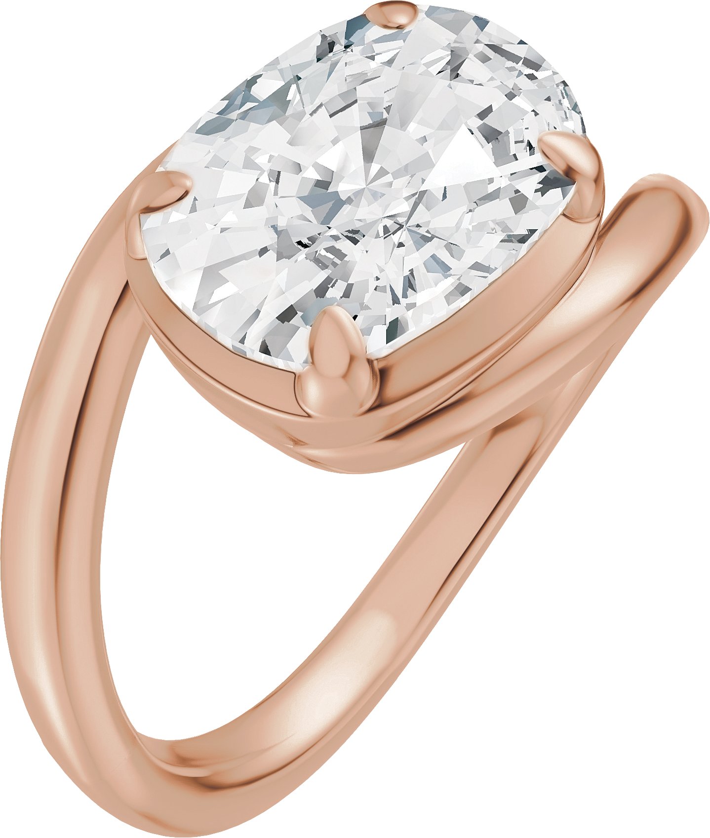 Claw-Prong Solitaire Bypass Engagement Ring or Band