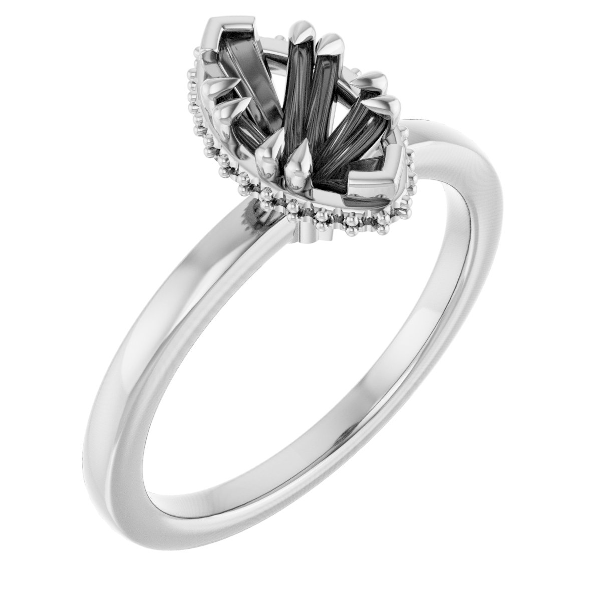 Double-Claw Hidden Halo-Style Engagement Ring