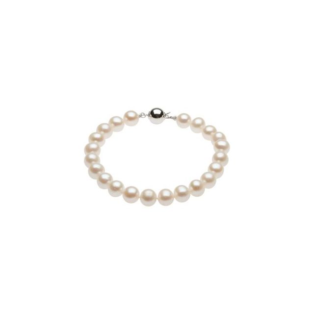 Sterling Silver 8-9 mm Cultured White Freshwater Pearl 7 3/4
