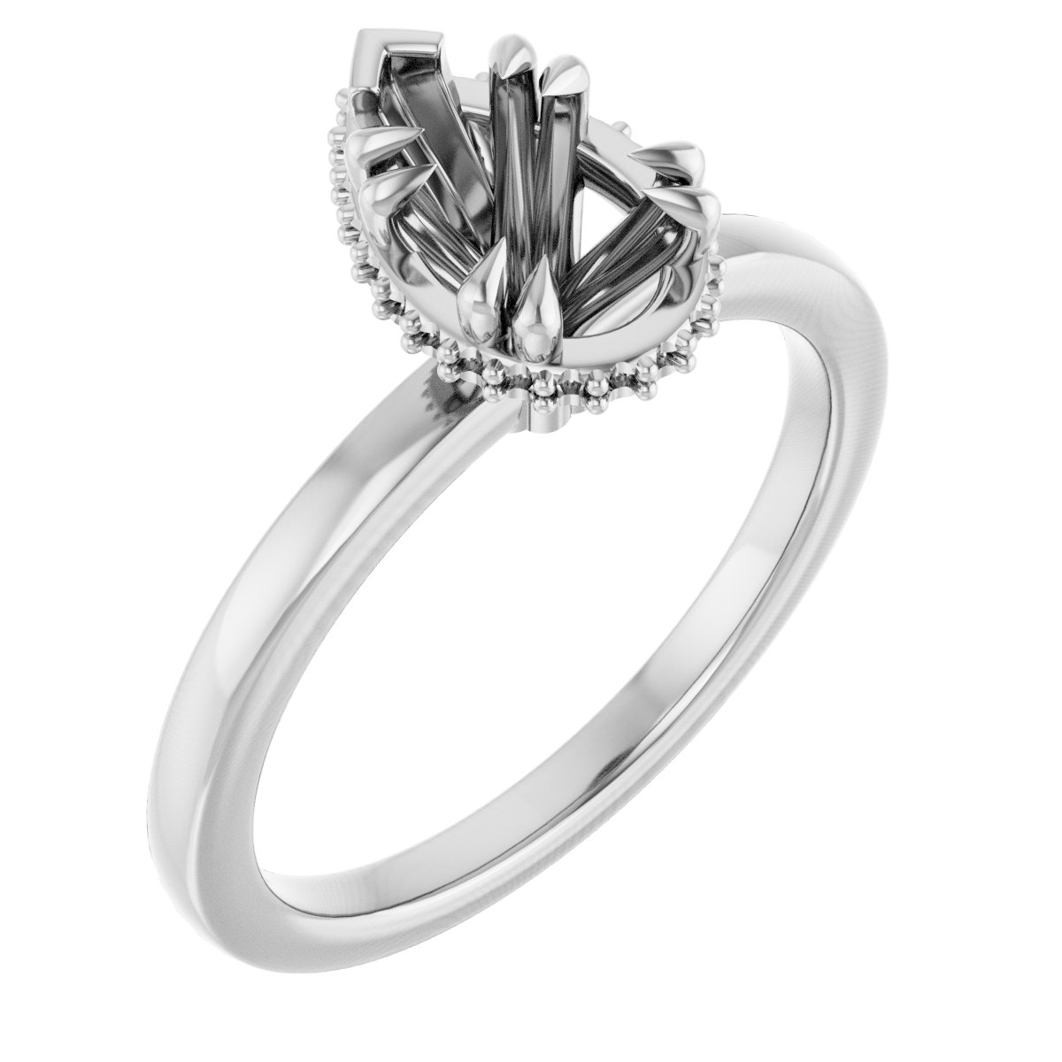 Double-Claw Hidden Halo-Style Engagement Ring