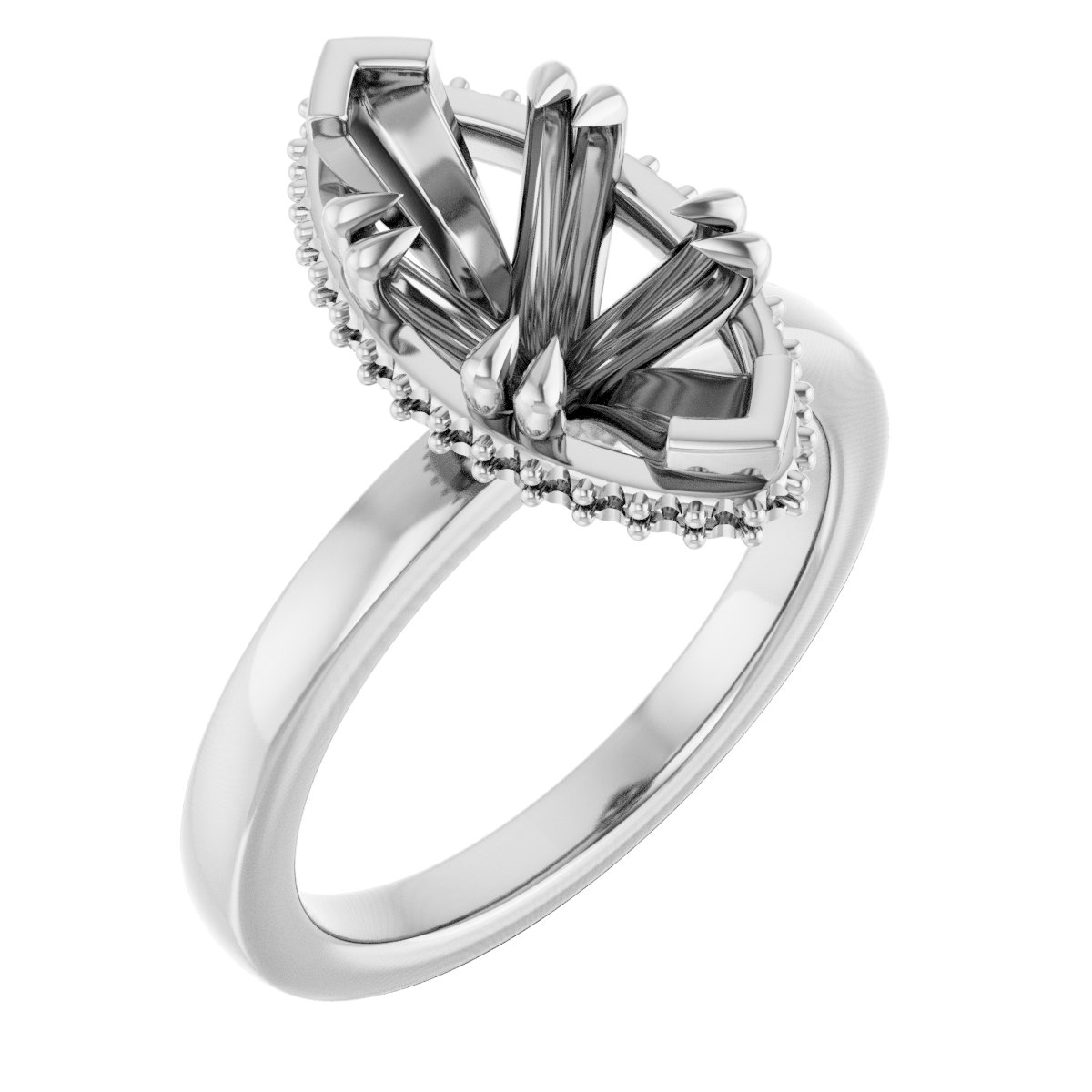 Double-Claw Hidden Halo-Style Engagement Ring