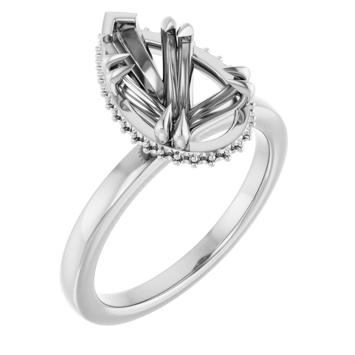 Double-Claw Hidden Halo-Style Engagement Ring