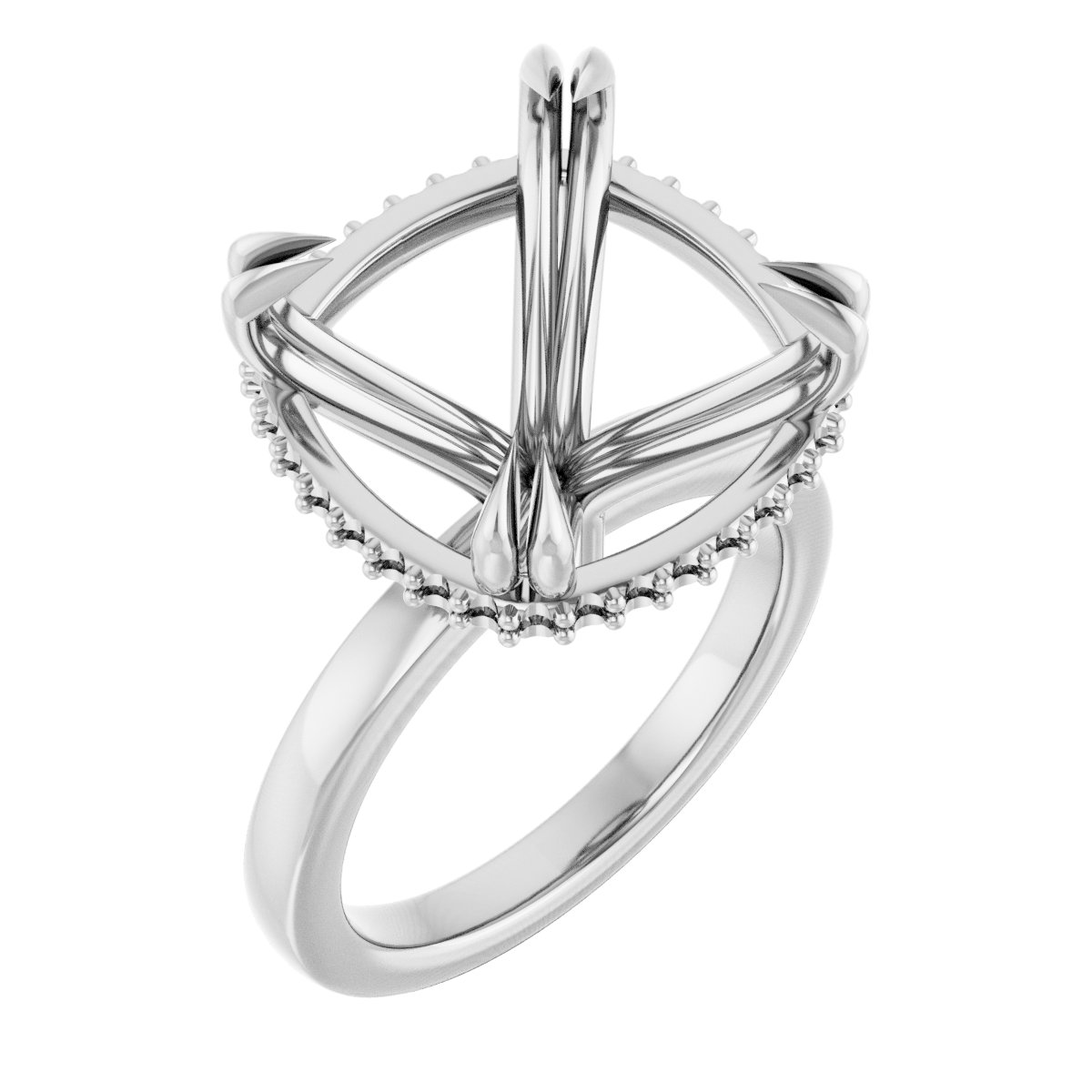 Double-Claw Hidden Halo-Style Engagement Ring