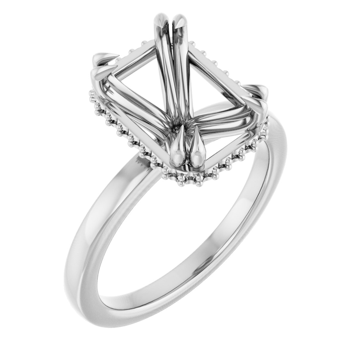 Double-Claw Hidden Halo-Style Engagement Ring