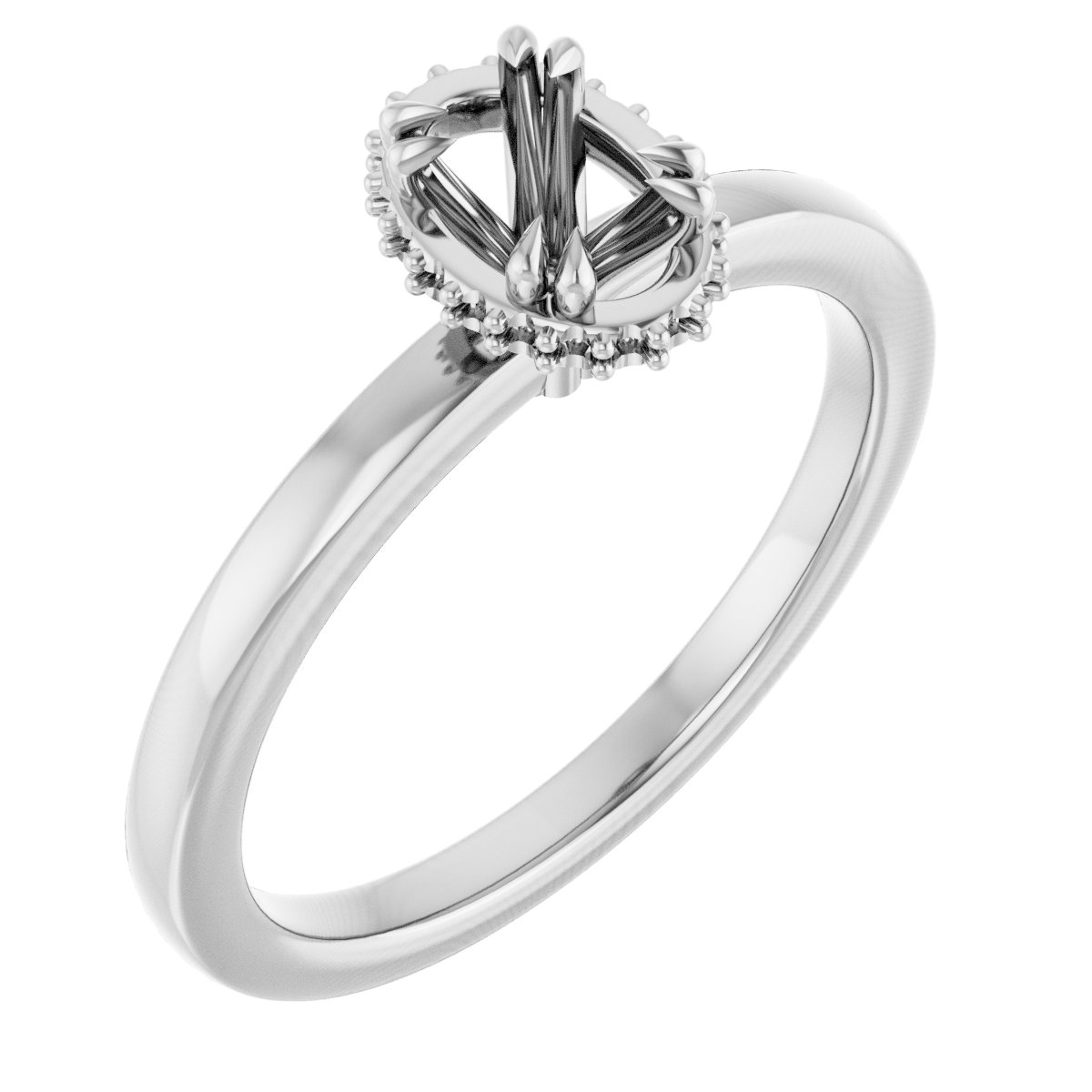 Double-Claw Hidden Halo-Style Engagement Ring