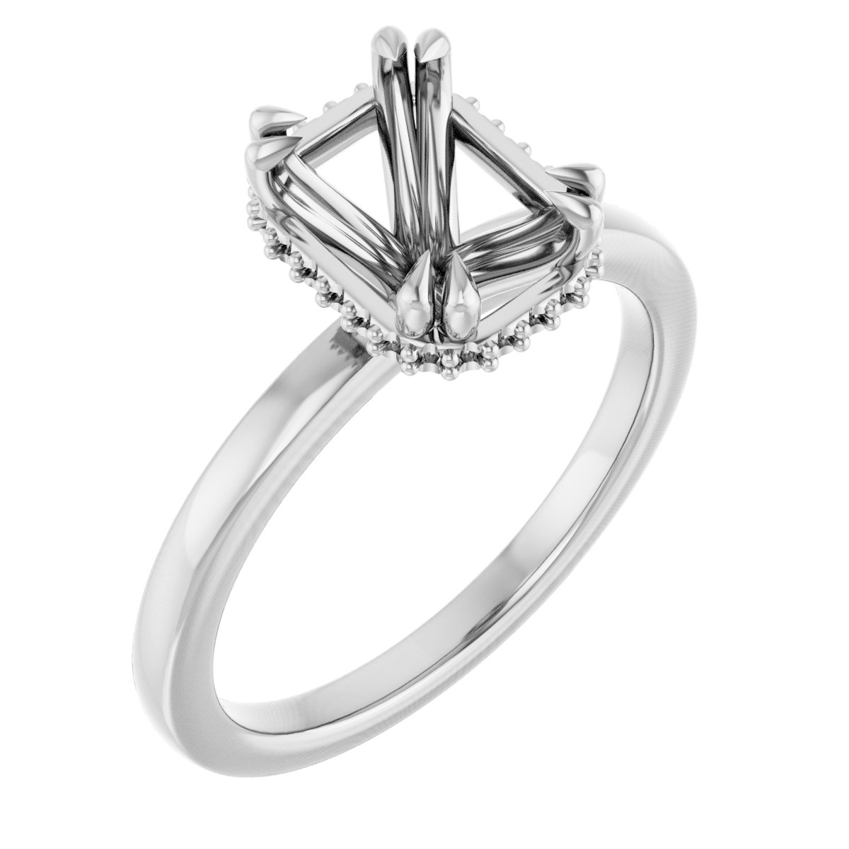 Double-Claw Hidden Halo-Style Engagement Ring