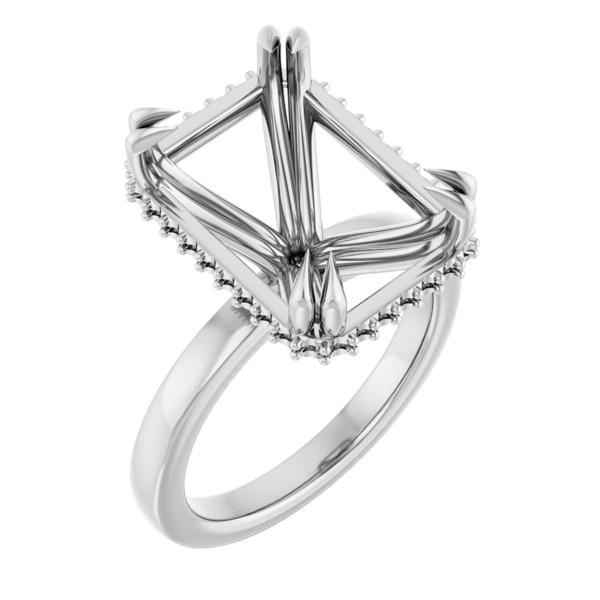 Double-Claw Hidden Halo-Style Engagement Ring