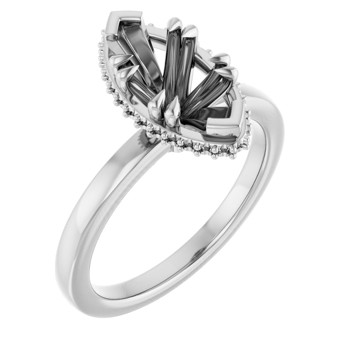Double-Claw Hidden Halo-Style Engagement Ring
