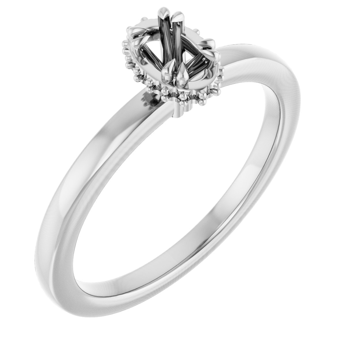 Double-Claw Hidden Halo-Style Engagement Ring