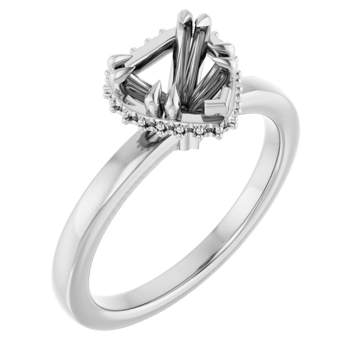 Double-Claw Hidden Halo-Style Engagement Ring