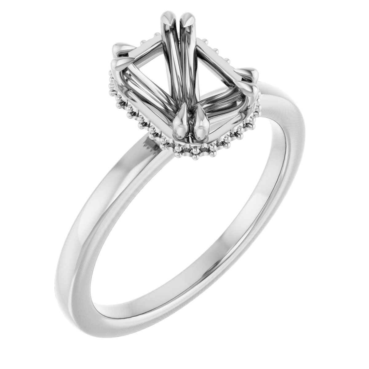 Double-Claw Hidden Halo-Style Engagement Ring