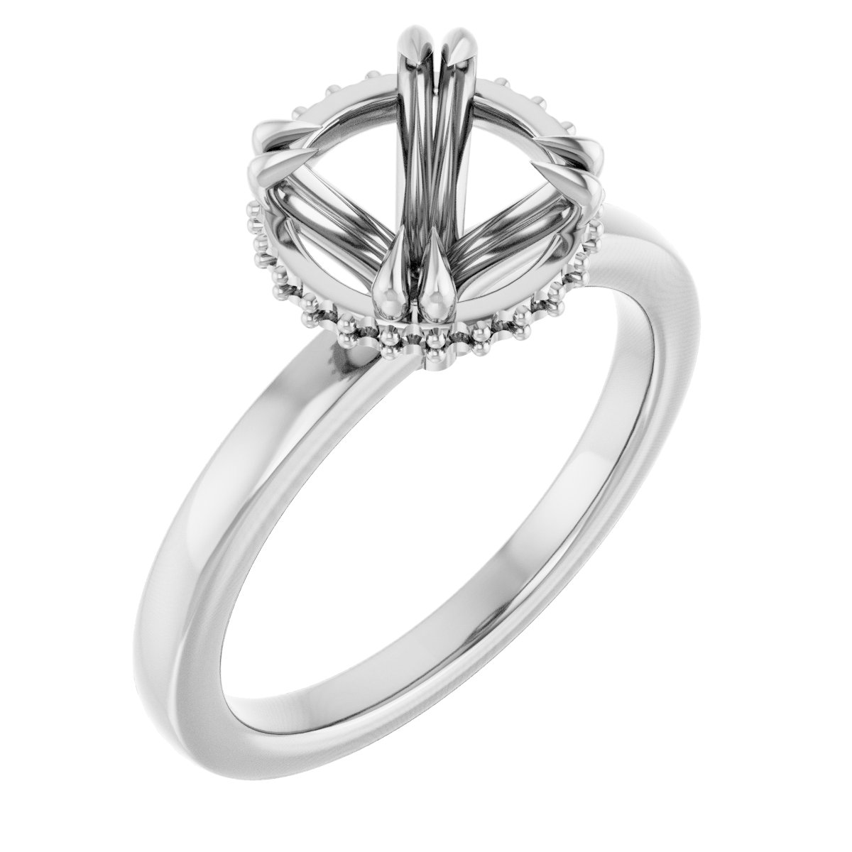 Double-Claw Hidden Halo-Style Engagement Ring