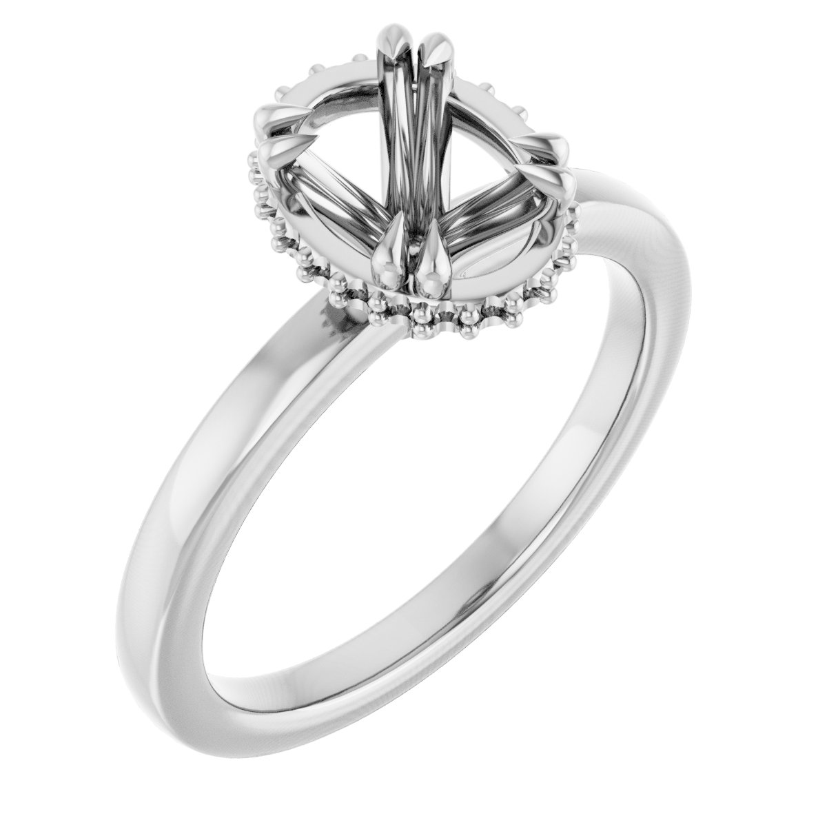 Double-Claw Hidden Halo-Style Engagement Ring