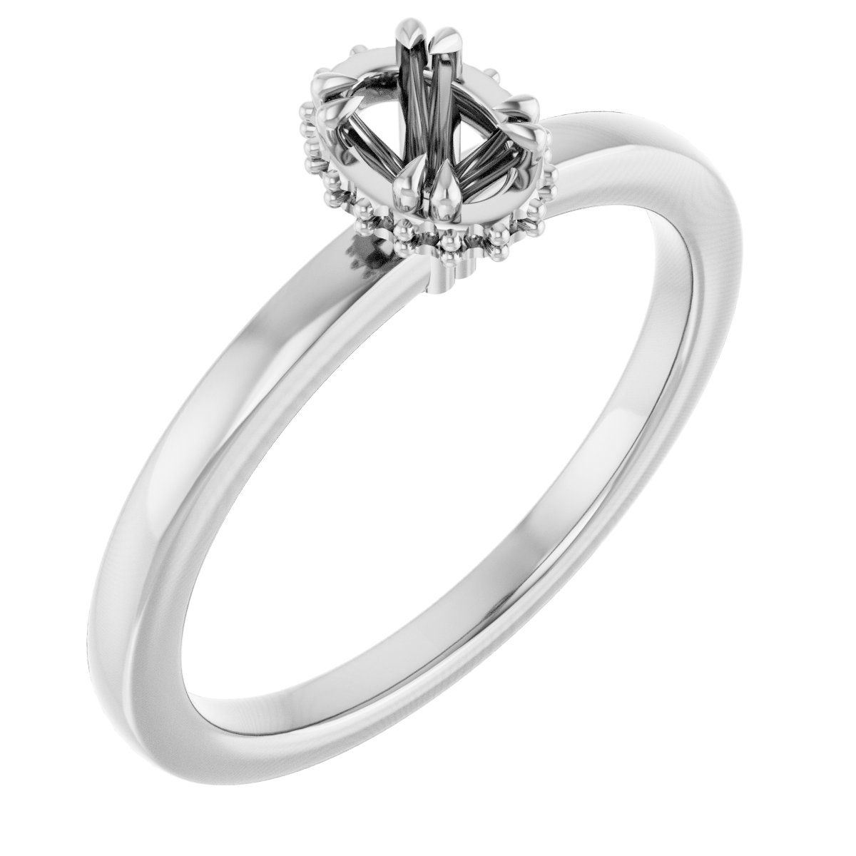 Double-Claw Hidden Halo-Style Engagement Ring