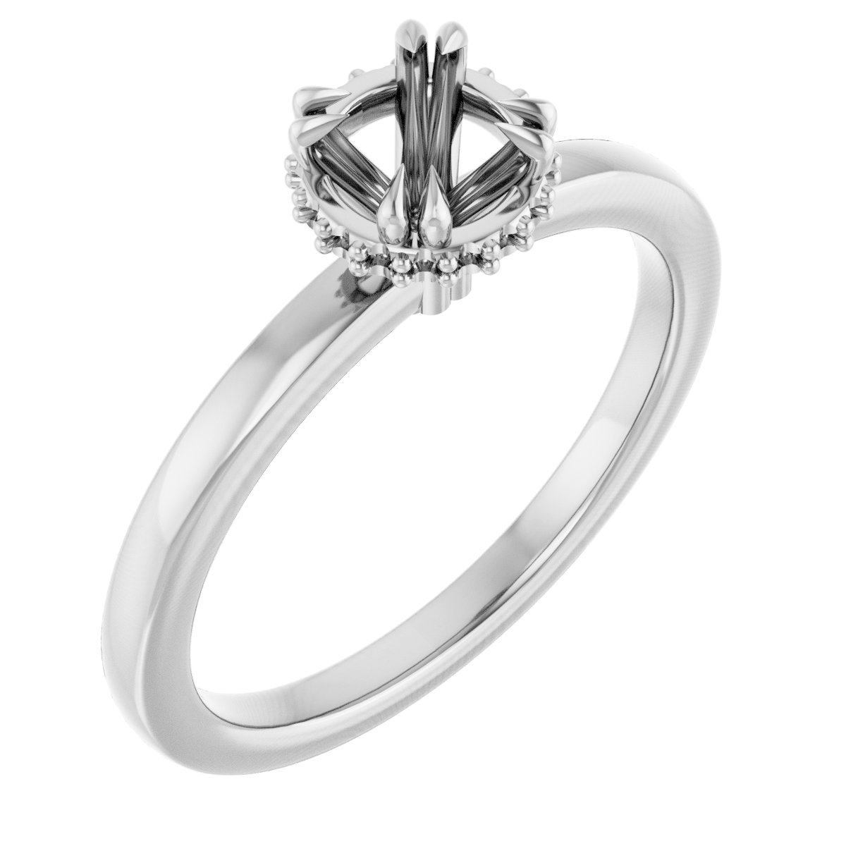 Double-Claw Hidden Halo-Style Engagement Ring