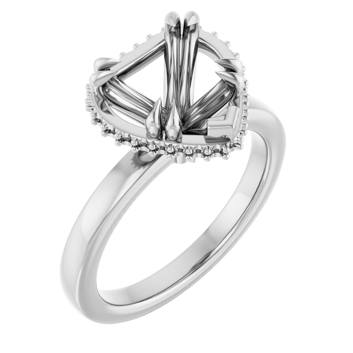 Double-Claw Hidden Halo-Style Engagement Ring
