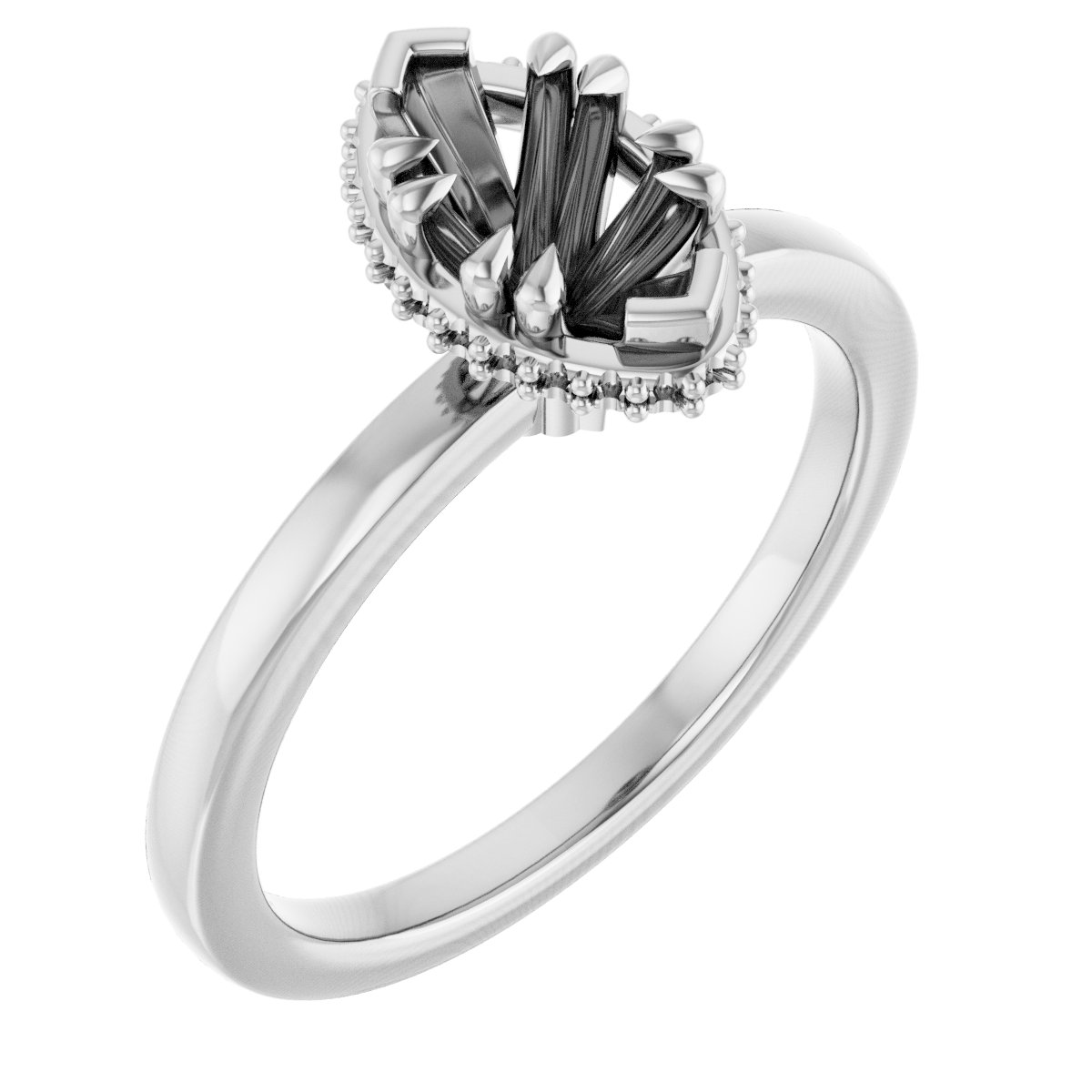 Double-Claw Hidden Halo-Style Engagement Ring