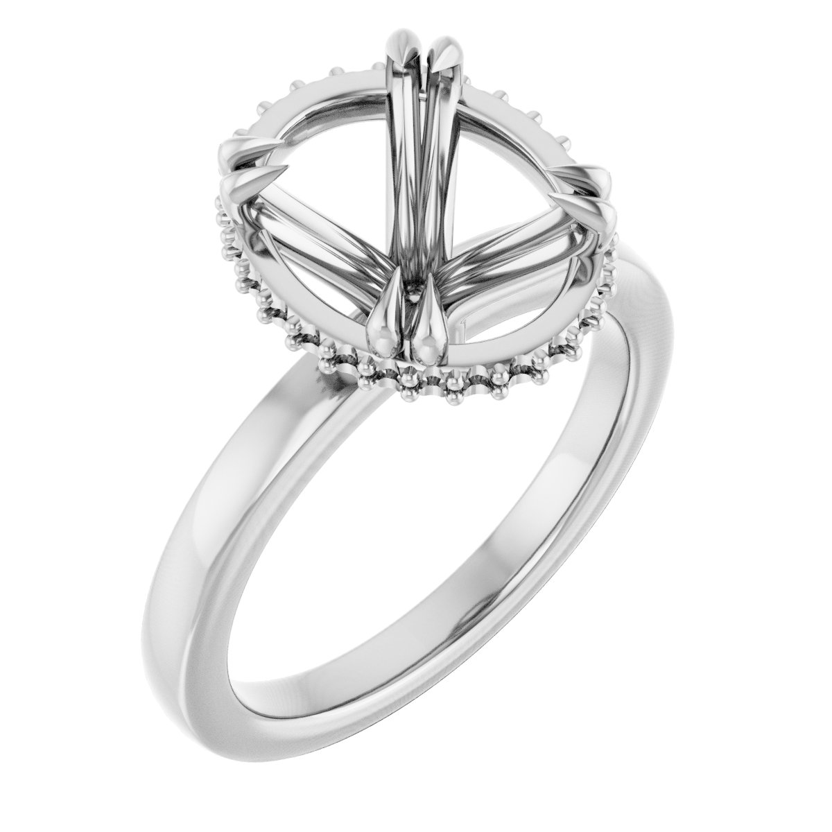 Double-Claw Hidden Halo-Style Engagement Ring
