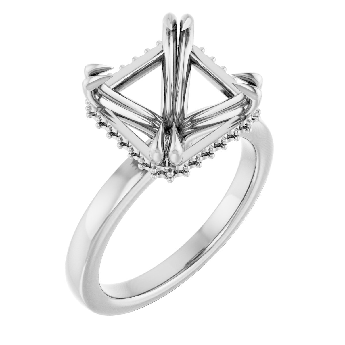 Double-Claw Hidden Halo-Style Engagement Ring
