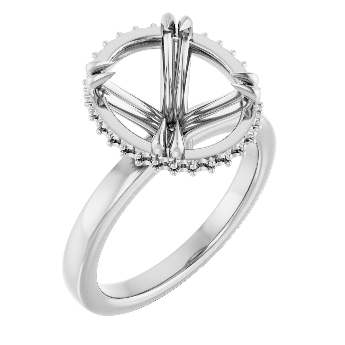 Double-Claw Hidden Halo-Style Engagement Ring