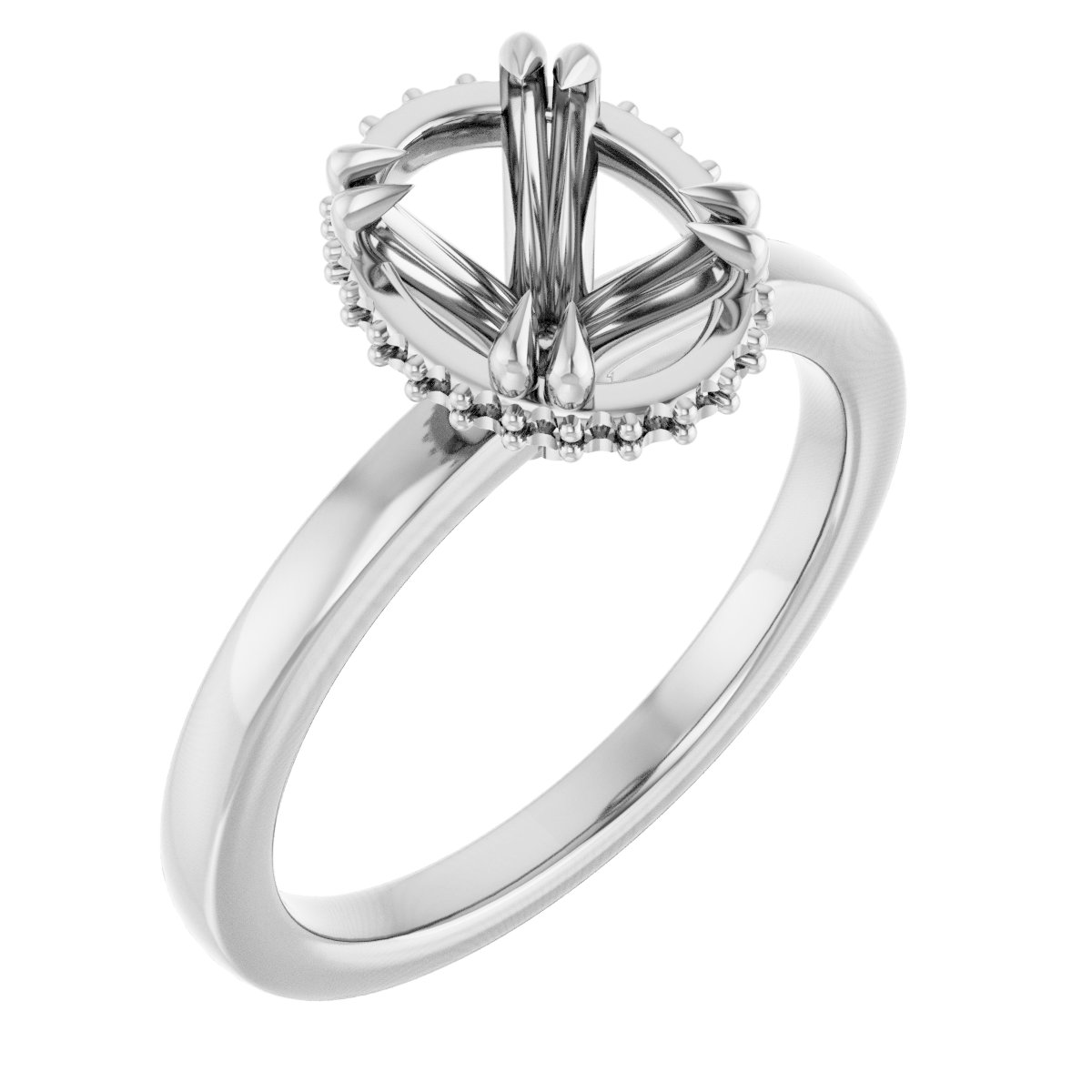 Double-Claw Hidden Halo-Style Engagement Ring