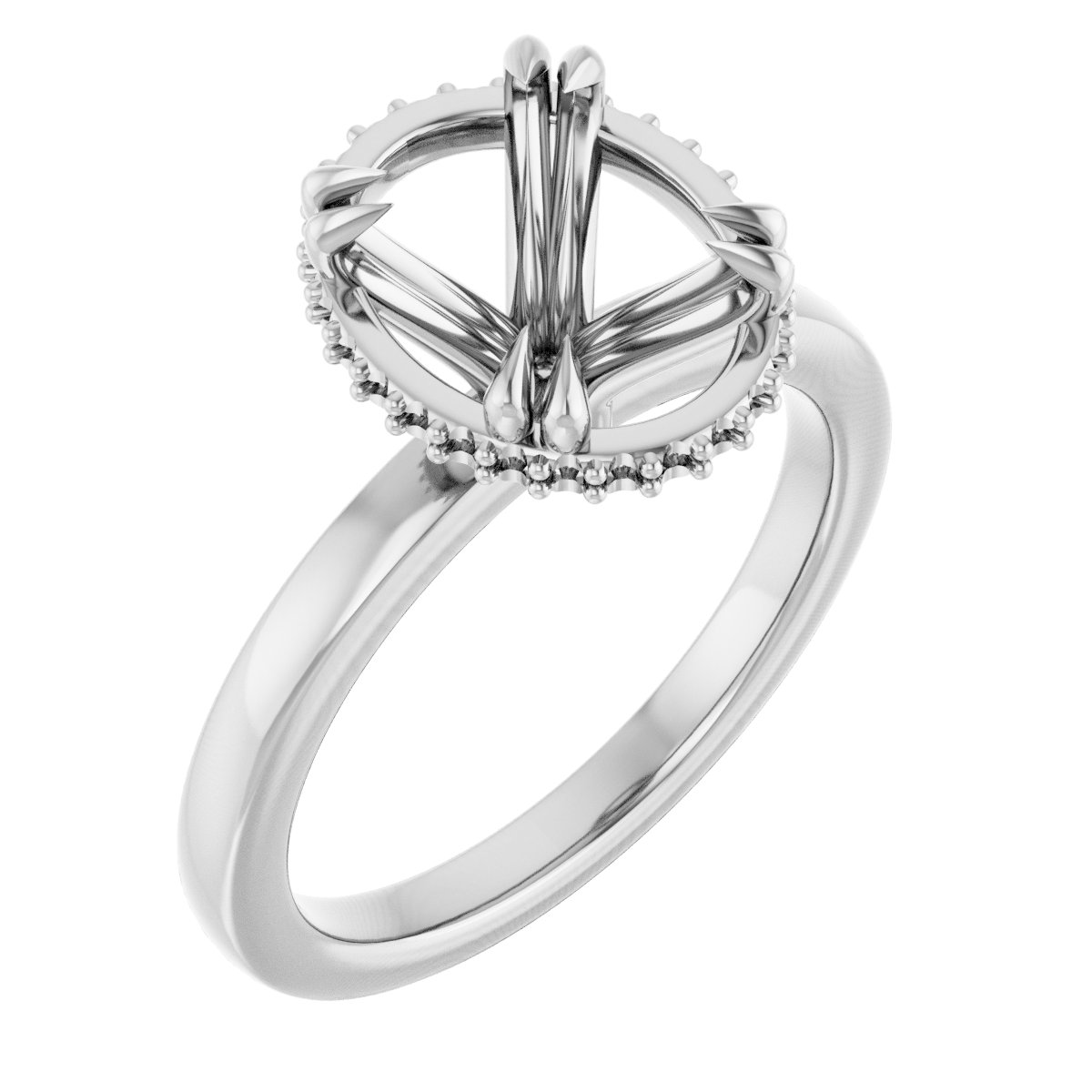 Double-Claw Hidden Halo-Style Engagement Ring