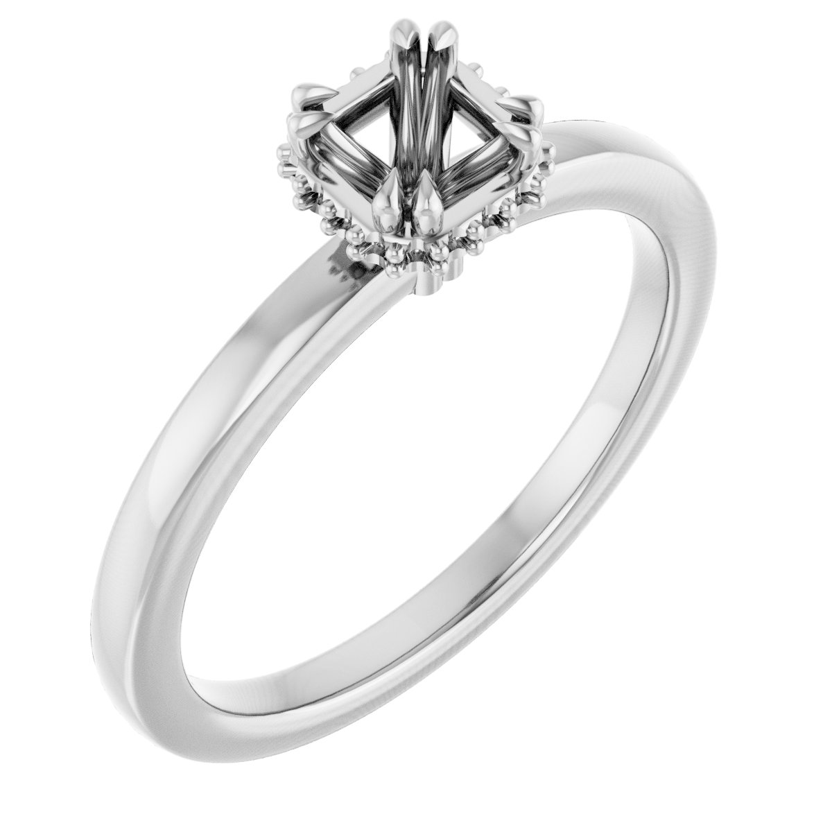 Double-Claw Hidden Halo-Style Engagement Ring
