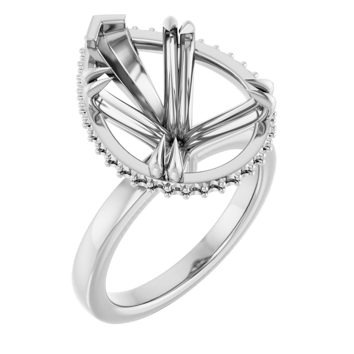 Double-Claw Hidden Halo-Style Engagement Ring