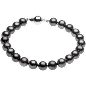 Sterling Silver Cultured Black Freshwater Pearl 7 3/4" Bracelet