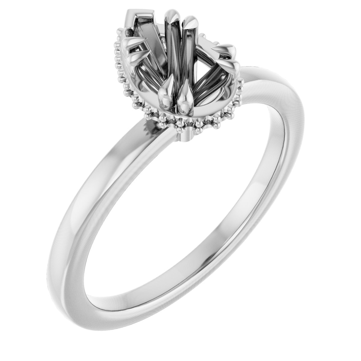 Double-Claw Hidden Halo-Style Engagement Ring