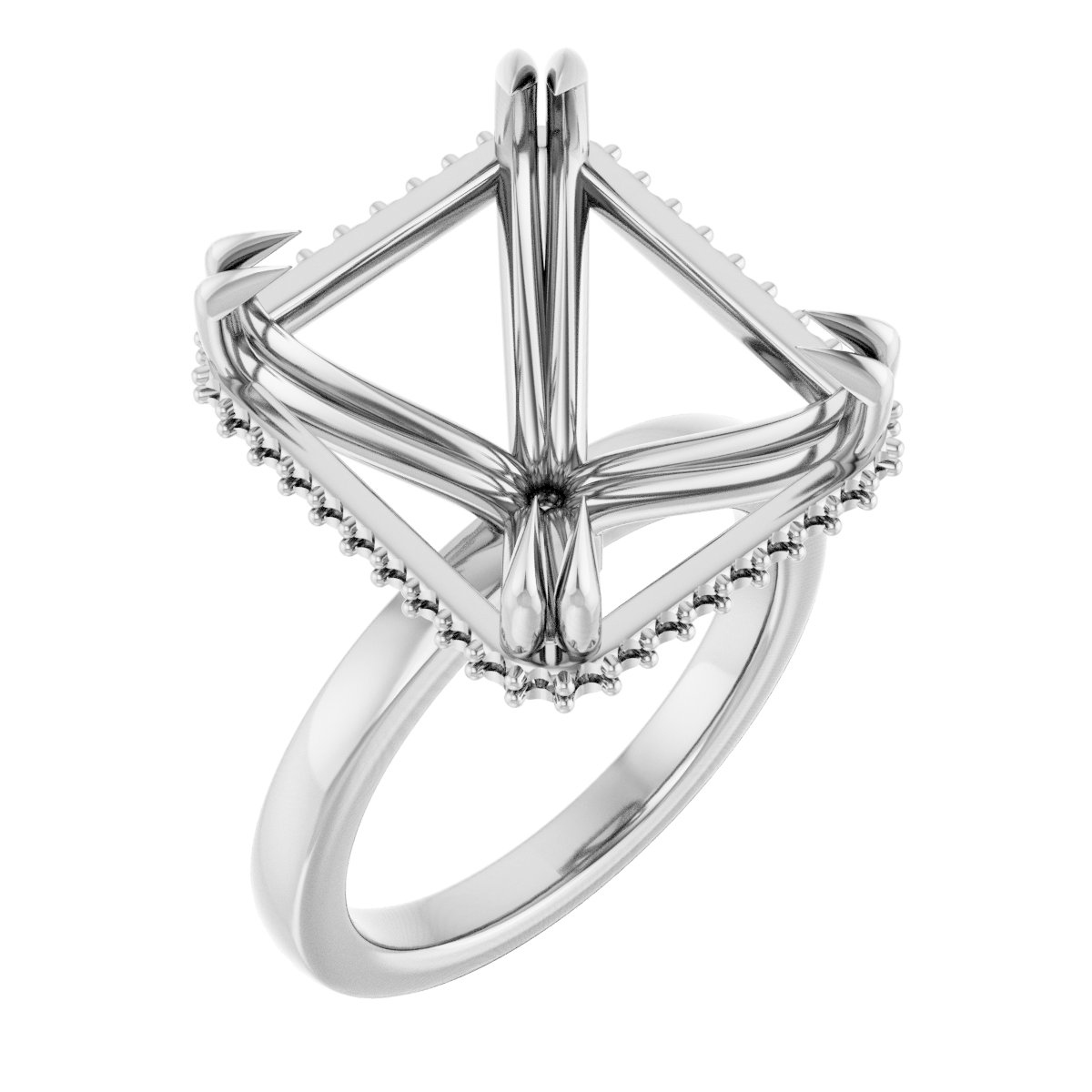 Double-Claw Hidden Halo-Style Engagement Ring