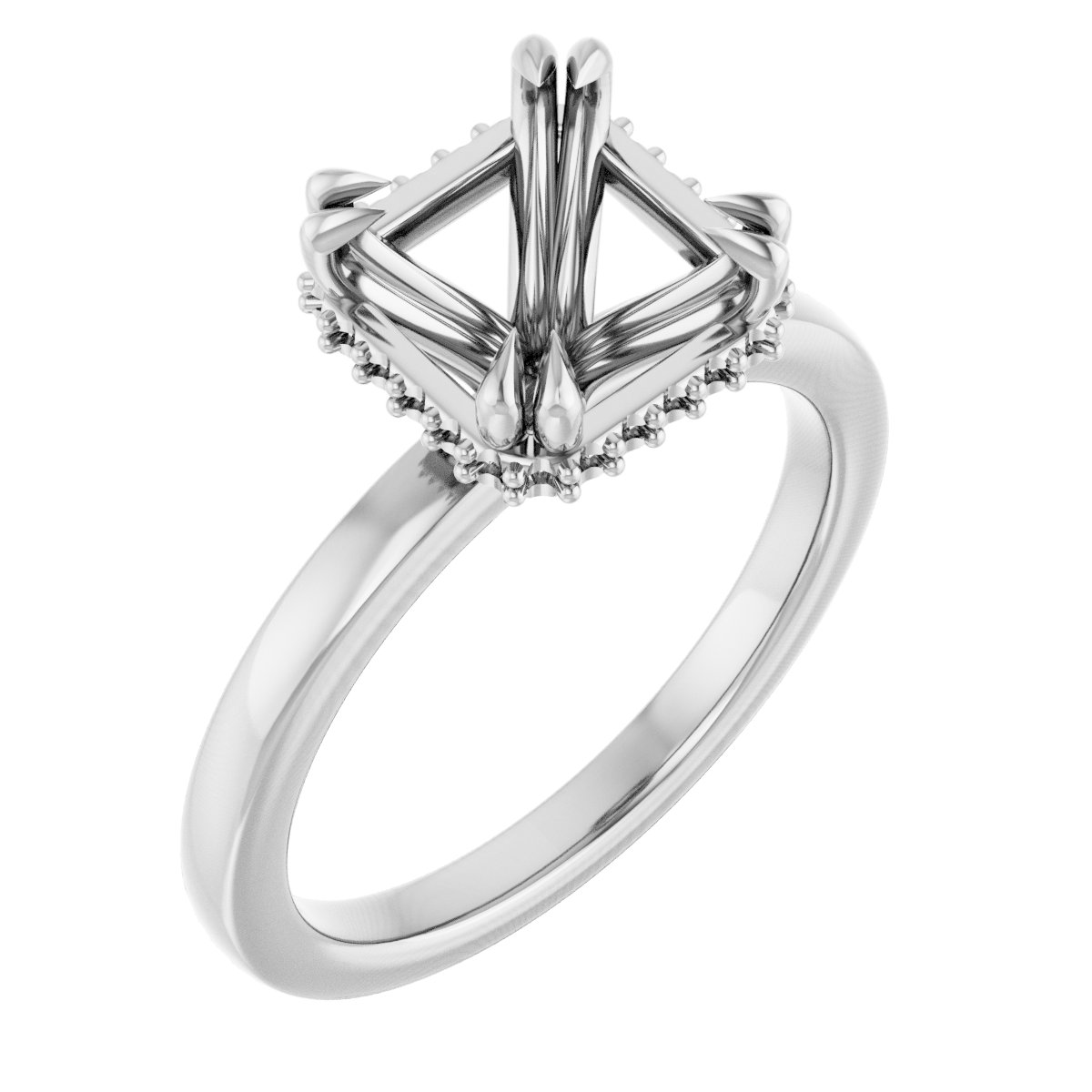 Double-Claw Hidden Halo-Style Engagement Ring