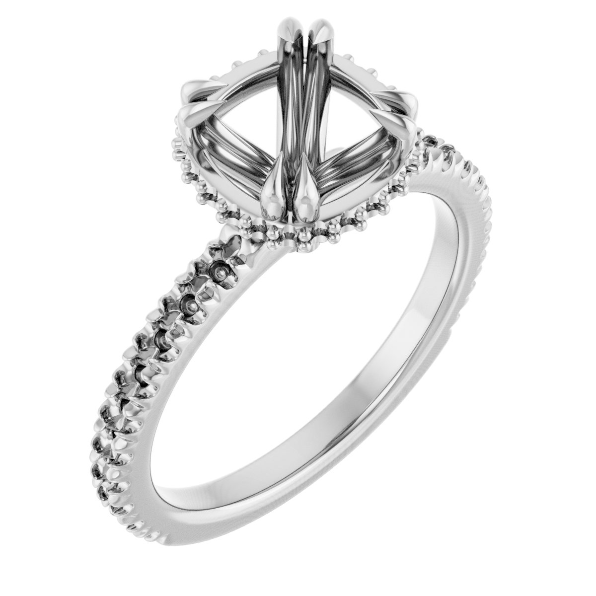 Double-Claw Hidden Halo-Style Engagement Ring