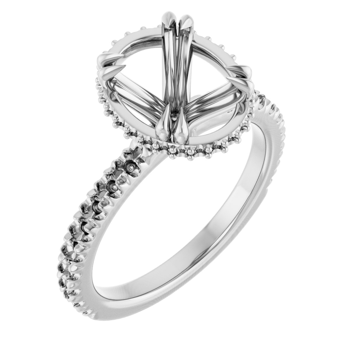 Double-Claw Hidden Halo-Style Engagement Ring