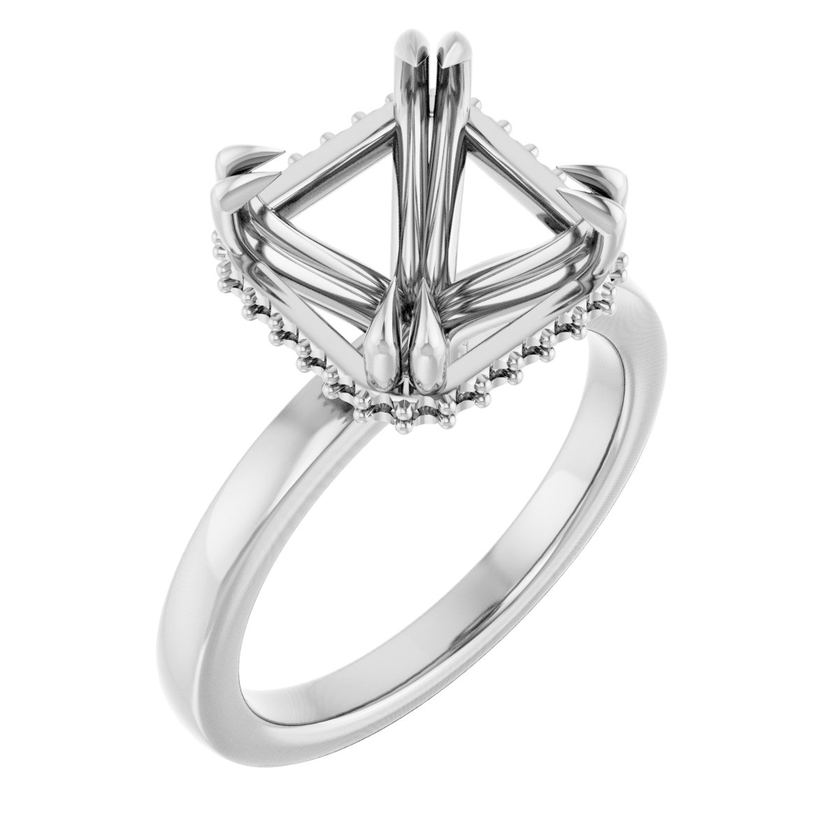 Double-Claw Hidden Halo-Style Engagement Ring