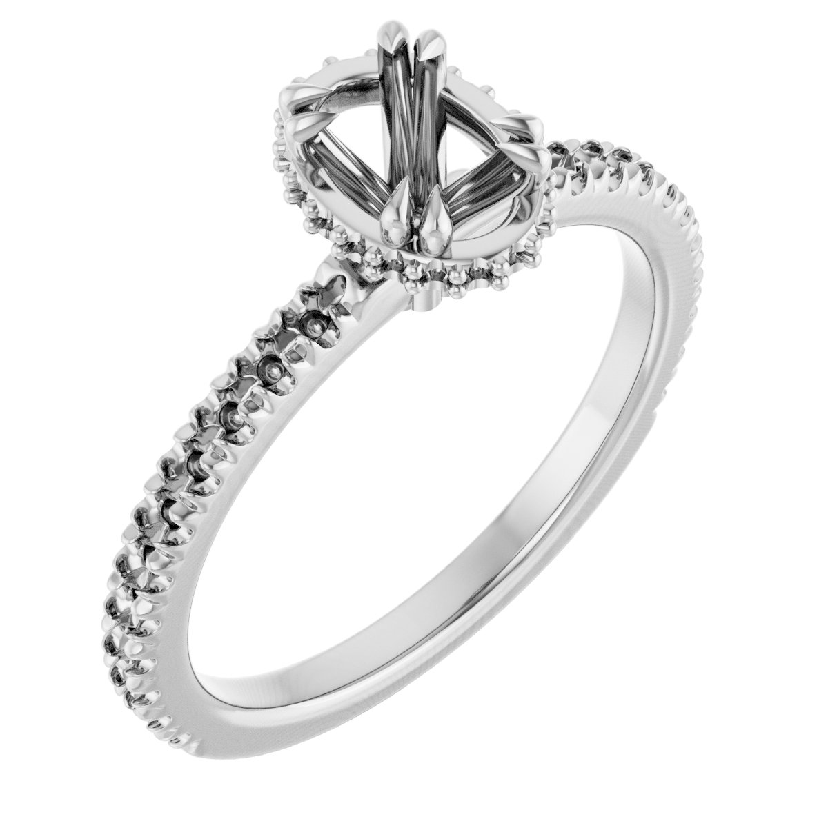 Double-Claw Hidden Halo-Style Engagement Ring
