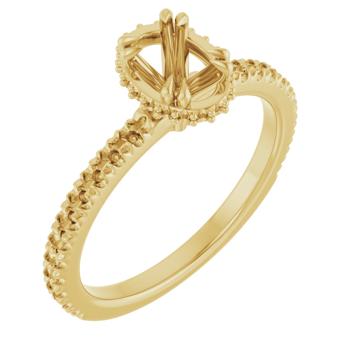 Double-Claw Hidden Halo-Style Engagement Ring