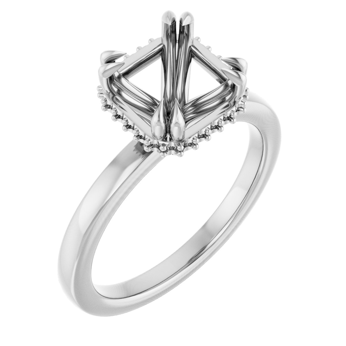 Double-Claw Hidden Halo-Style Engagement Ring
