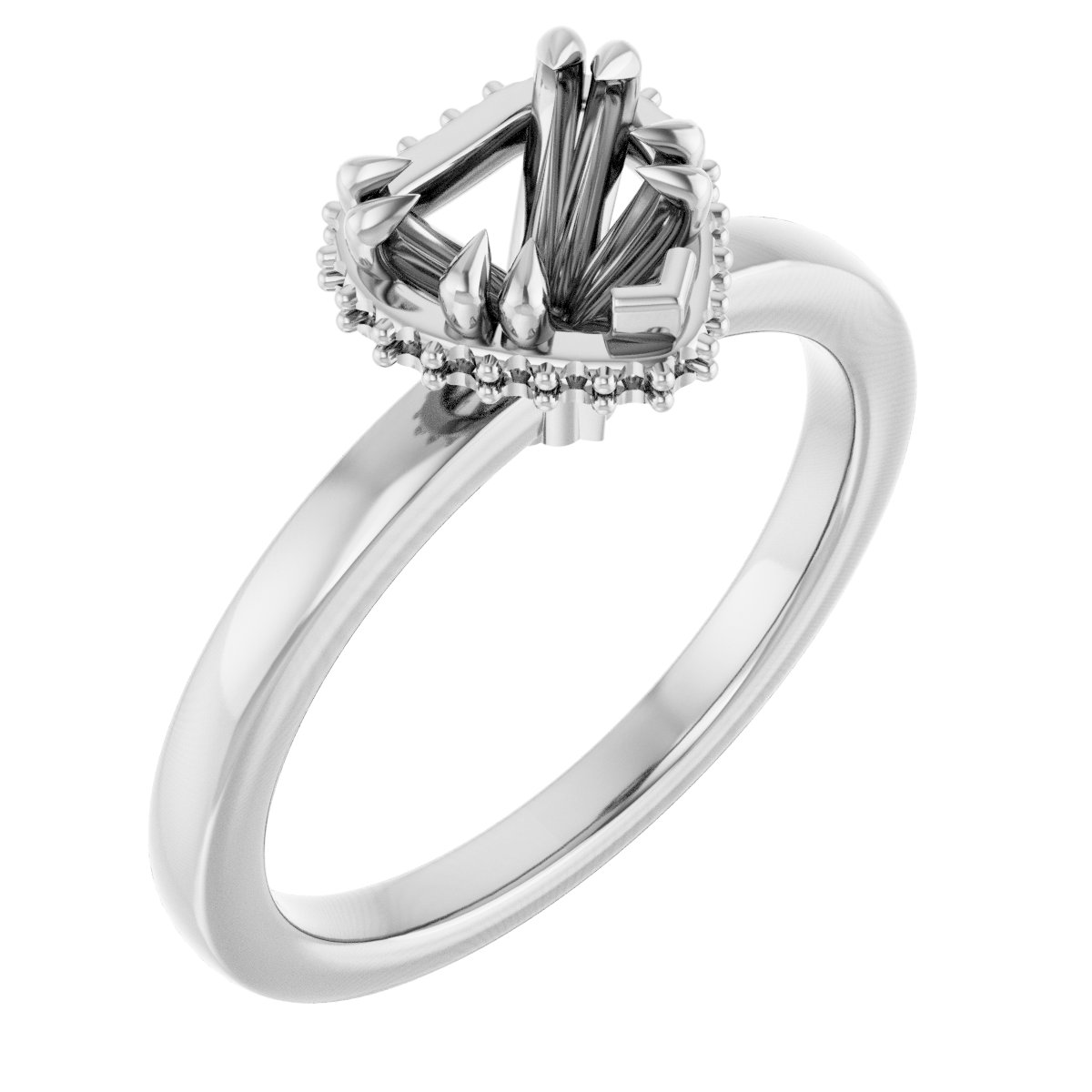 Double-Claw Hidden Halo-Style Engagement Ring